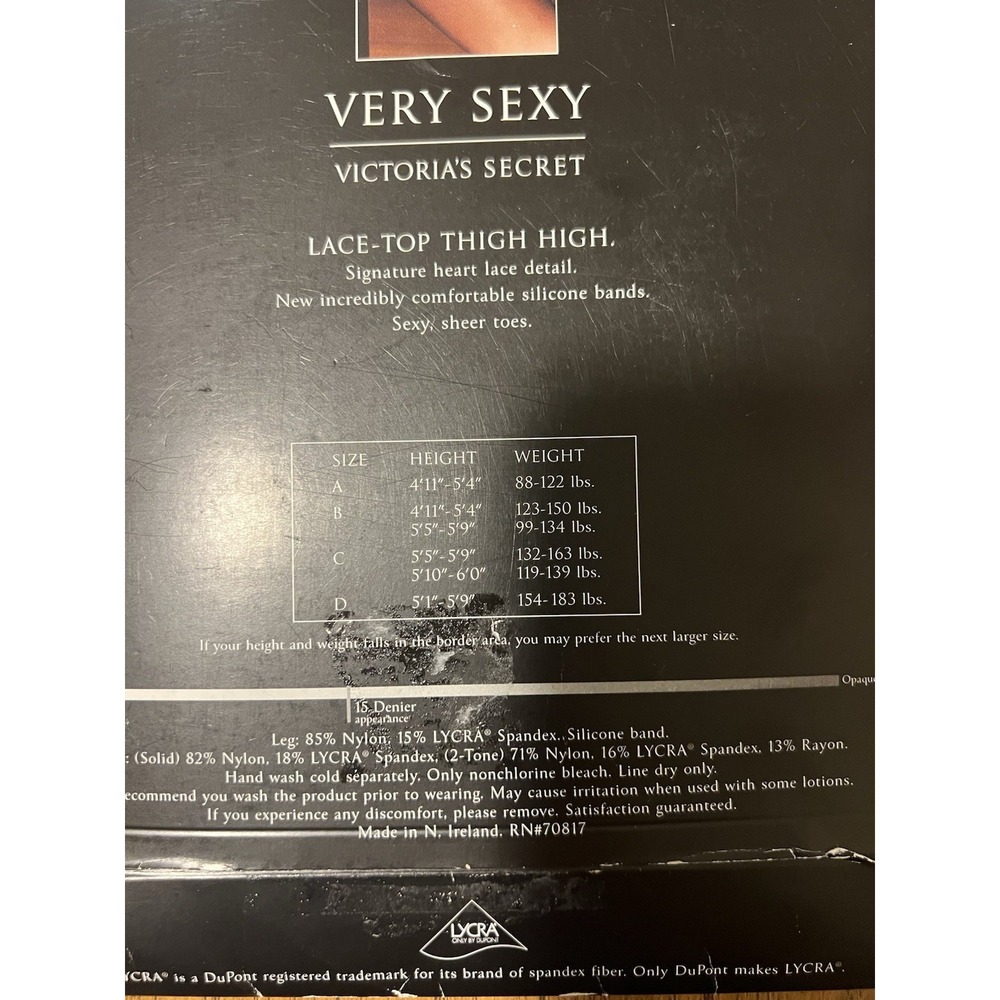 Victoria's Secret Very Sexy Thigh Highs Sz C 15 Dernier Nude W/ Angel Pink Lace - Picture 4 of 5